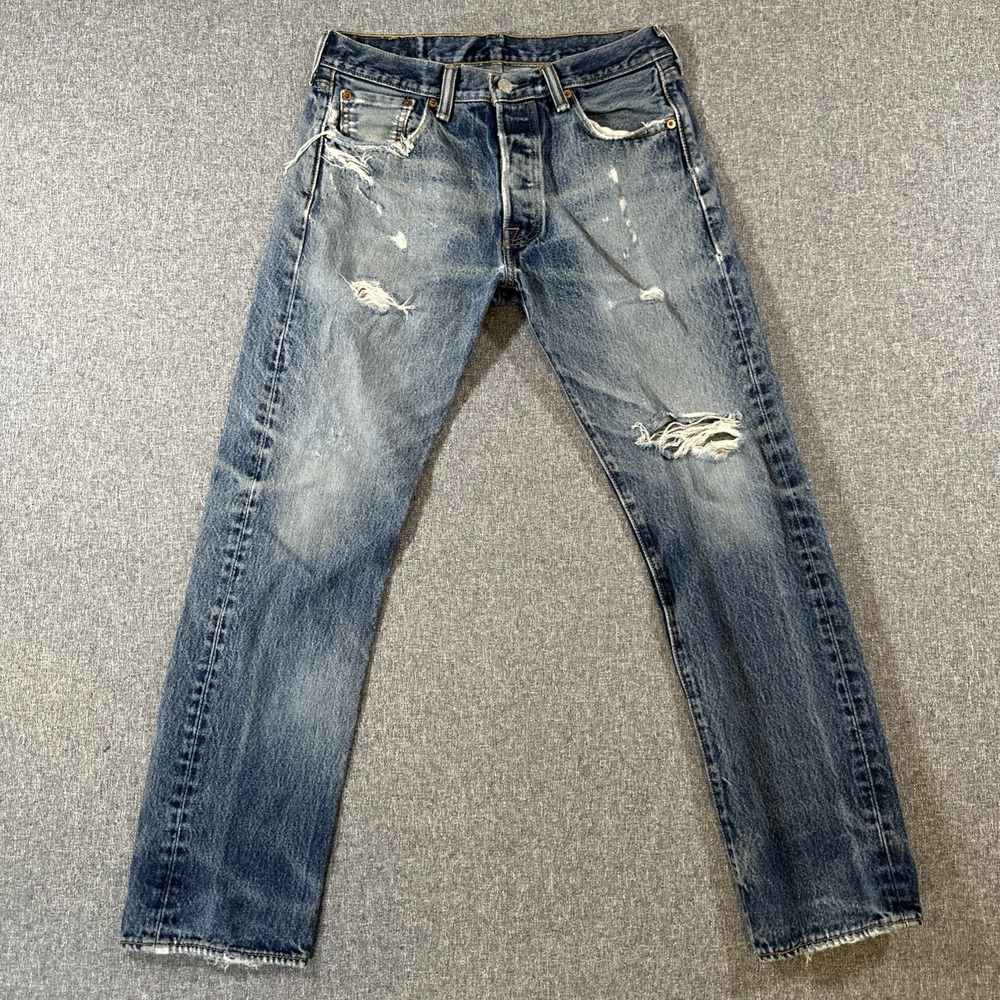 Levi's 501 Distressed Jeans W30 L30 Button Fly Vintage Wash Made In Mexico
